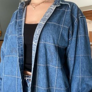 Checkered Denim Button Down